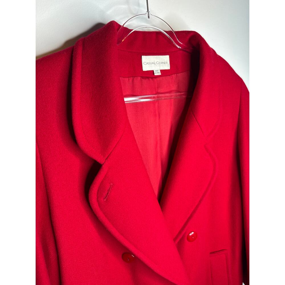 1980s Casual Corner Red Wool Long Coat Made in USA medium - Large - Picture 8 of 16